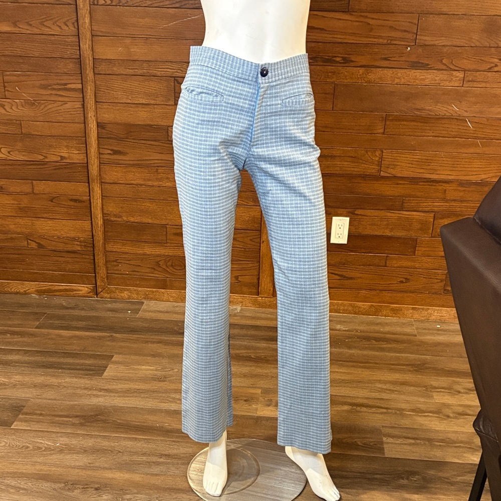 Chic Blue Checkered Women's Flare Pants